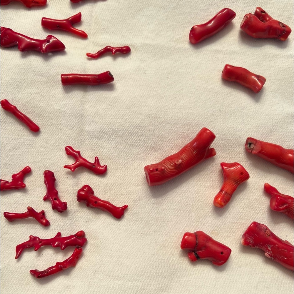 Red (Coral Colour) Pieces of Glass